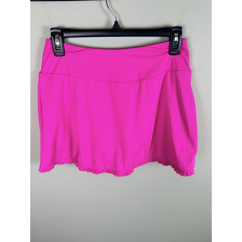 Gottex Pickleball Golf Skort Size Medium Tennis Pink Ruffles Pockets Lined